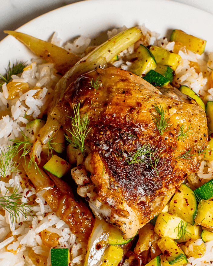 steamed organic chicken with assorted veggies & rice