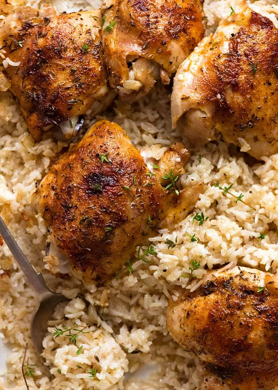 seasoned chicken thigh with rice