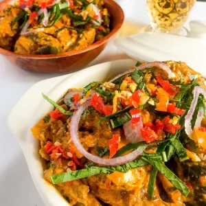 goat head with veggies & rice