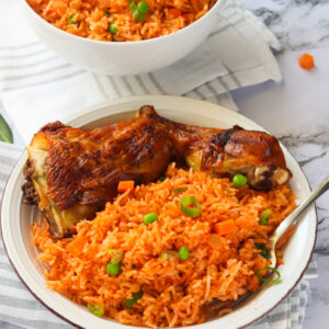 jollof rice with organic chicken
