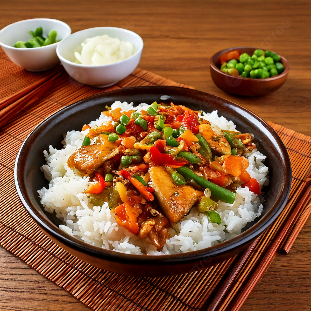 steamed organic chicken with assorted veggies & rice