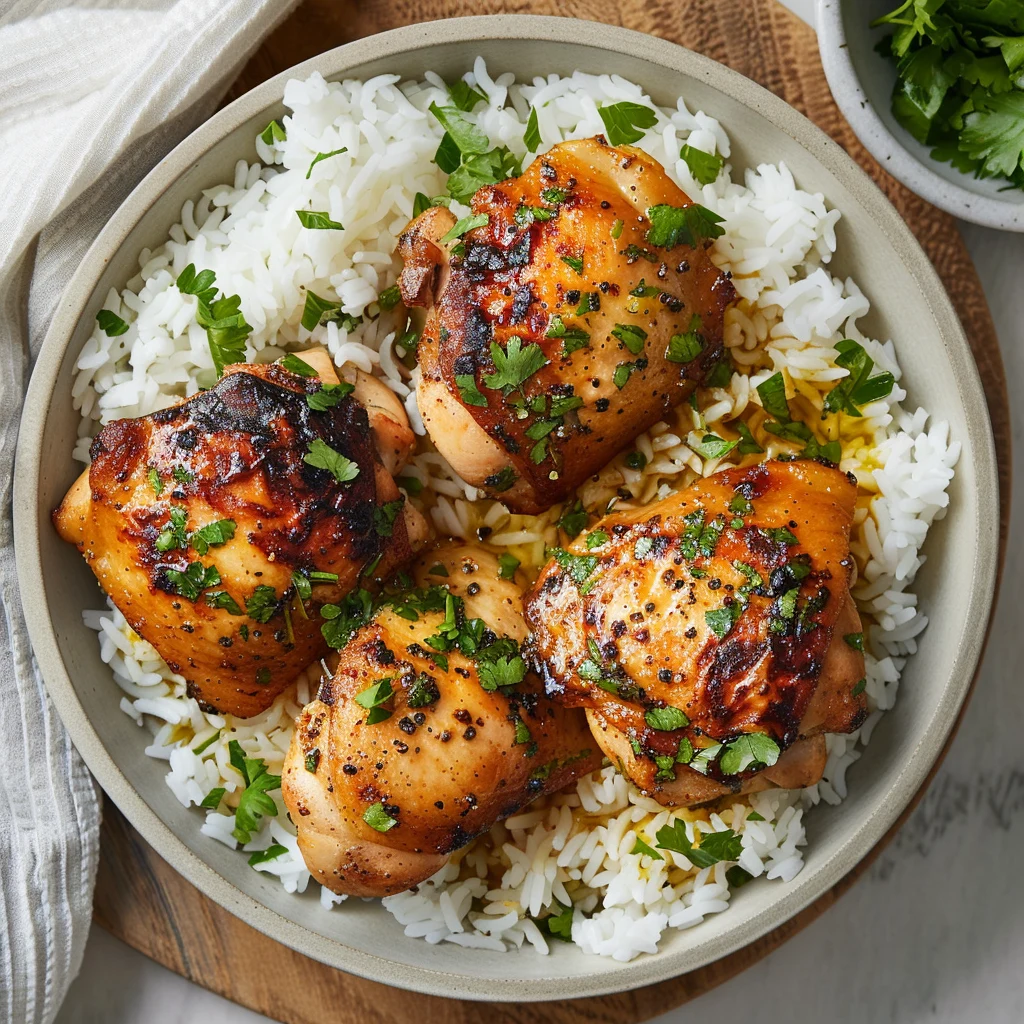 seasoned chicken thigh with rice