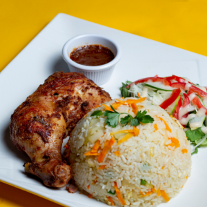fried rice with chicken thigh & salad